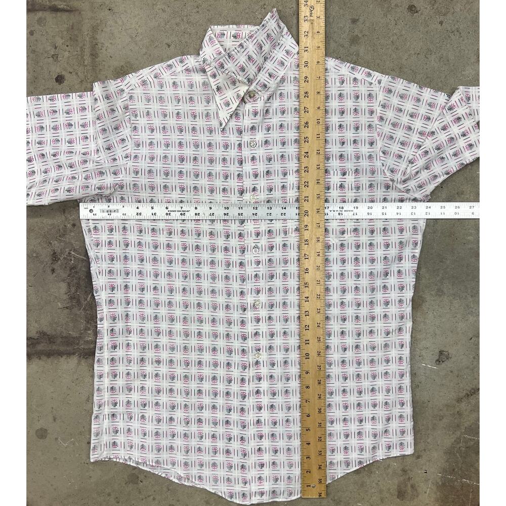 True Vintage MCM Fleetline PermaPress Dagger Collar Leaf Pattern Button Up Shirt - Picture 6 of 9